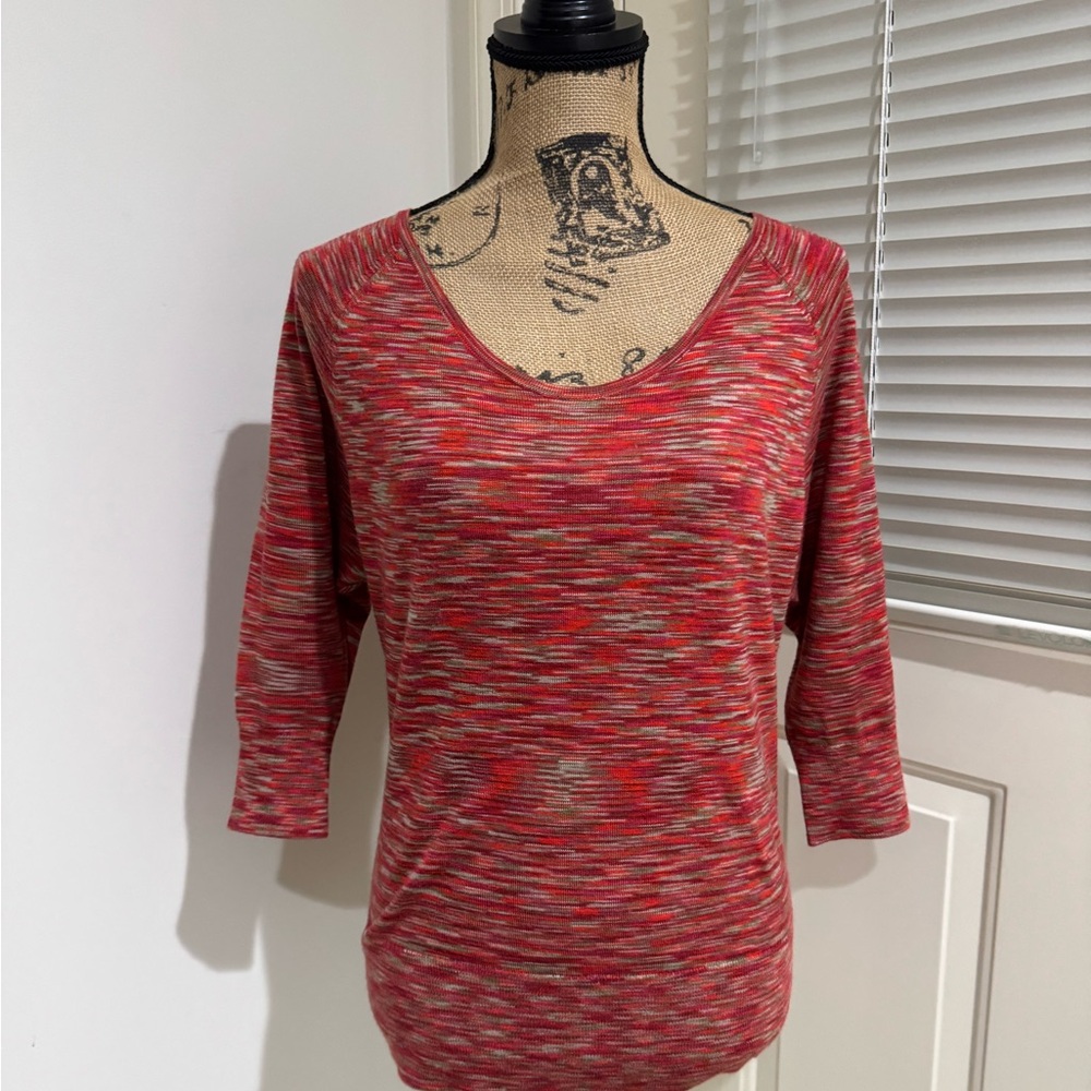 Loft orangish Red Multicolor acrylic wool blend light Knit Top size SP / Medium